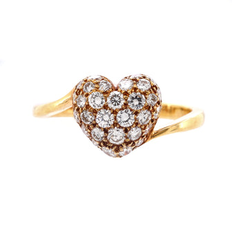Cartier Diamond Pave Heart Ring 18K Yellow Gold with Diamonds