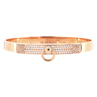 Hermes Collier de Chien Bracelet 18K Rose Gold with Pave Diamonds Small
