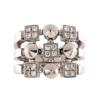 Bvlgari Three Row Lucea Ring 18K White Gold with Diamonds