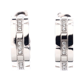 Cartier Tank Francaise Hoop Earrings 18K White Gold with Diamonds