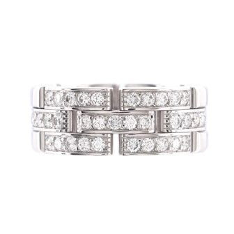 Cartier Maillon Panthere 3 Paved Row Band Ring 18K White Gold with Diamonds