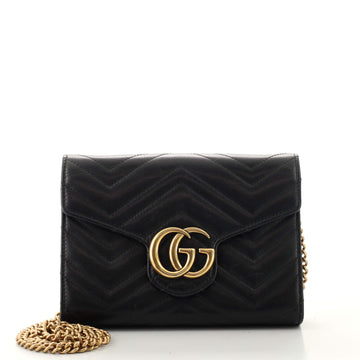 Gucci GG Marmont Chain Wallet Matelasse Leather Mini