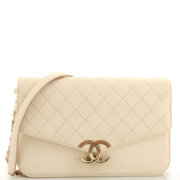 Chanel Thread Around Chain Flap Bag Quilted Caviar Medium