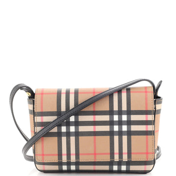 Burberry Hampshire Shoulder Bag Vintage Check Coated Canvas Small