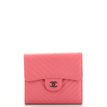 Chanel CC Compact Classic Flap Wallet Chevron Caviar