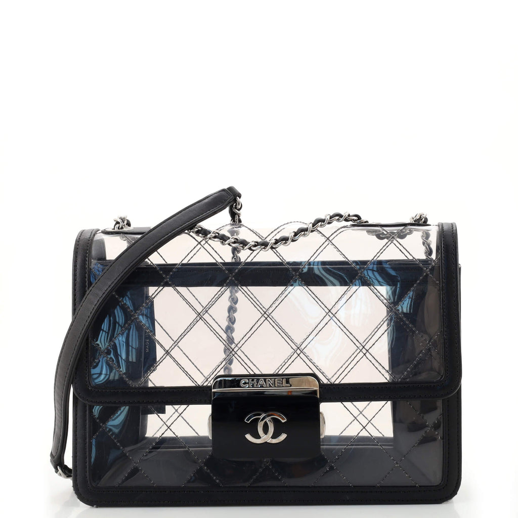 Chanel Beauty Lock Flap Bag Quilted PVC With Lambskin Large Black 18859027