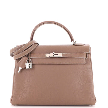 Hermes Kelly Handbag Grey Togo with Palladium Hardware 32