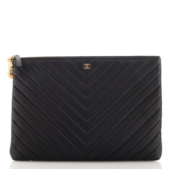 Chanel Paris-Athens O Case Clutch Chevron Caviar Large