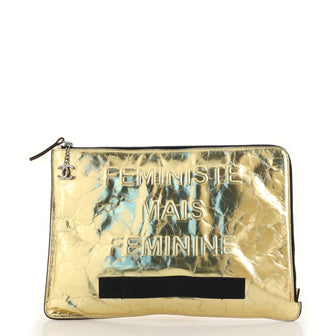 Chanel Feminine Pouch Crinkled Leather Large