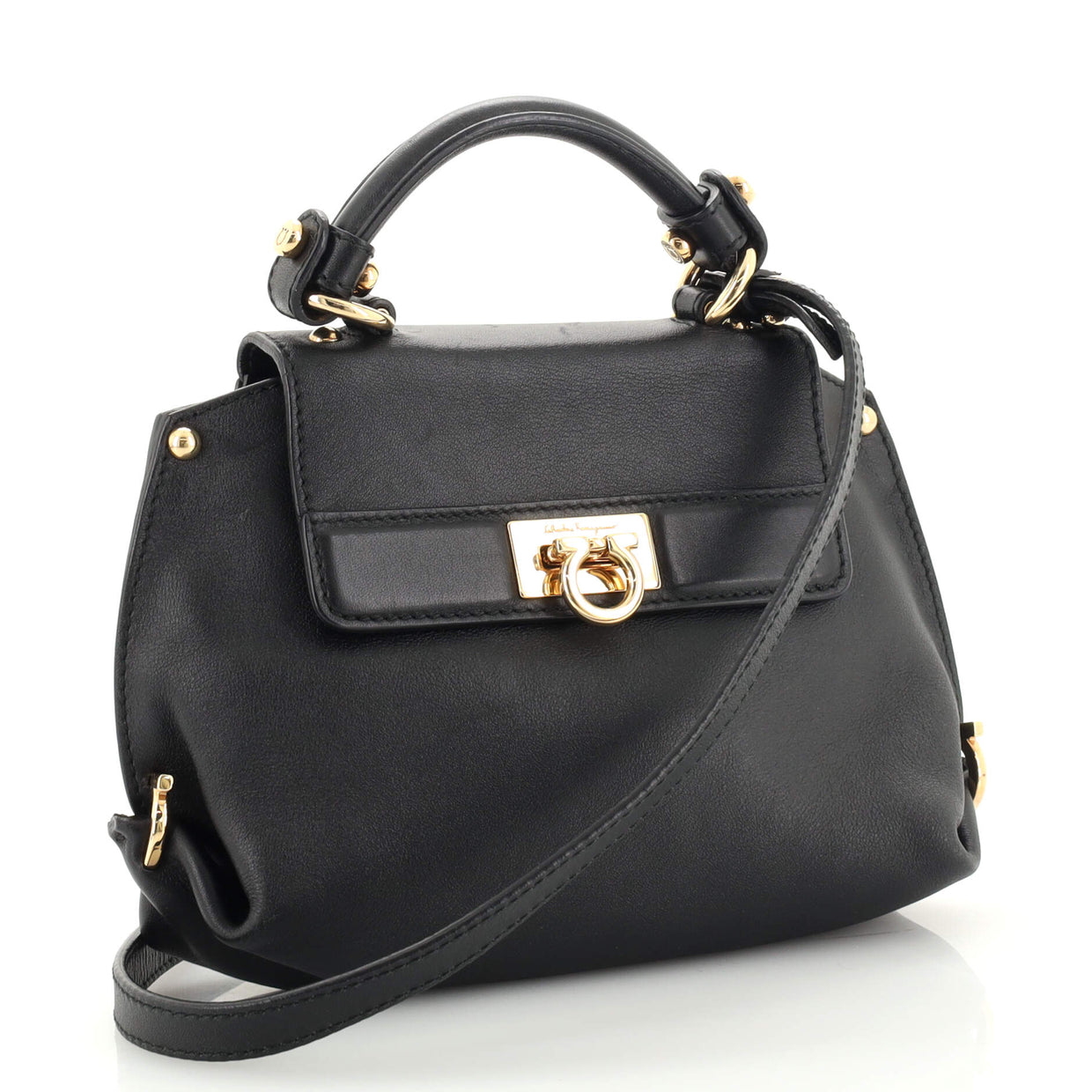 Salvatore Ferragamo Sofia Satchel Leather Mini Black 18859039