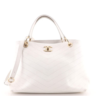Chanel Chevron Chic Shopping Tote Chevron Calfskin Small
