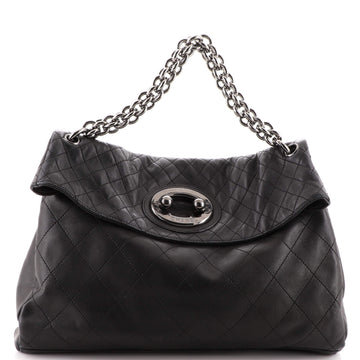 Chanel Vintage Bijoux Ring Chain Hobo Quilted Leather Large