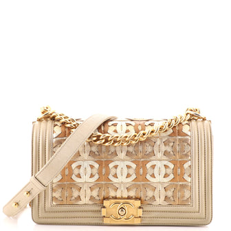 Chanel Boy Flap Bag Woven Leather Old Medium