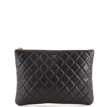Chanel O Case Clutch Quilted Caviar Medium