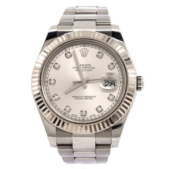 Rolex Oyster Perpetual Datejust Automatic Watch Stainless Steel and White Gold with Diamond Markers 41
