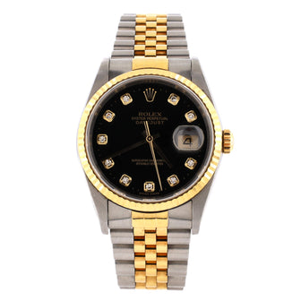 Rolex Oyster Perpetual Datejust Automatic Watch Stainless Steel and Yellow Gold with Diamond Markers 36