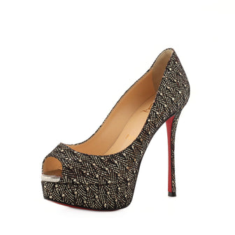 Women's Fetish Peep Pumps Glitter Fabric 130