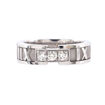 Tiffany & Co. Atlas Band Ring 18K White Gold with Diamonds