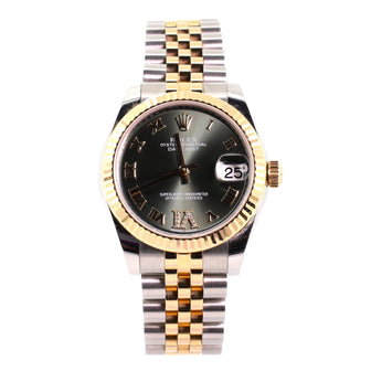 Rolex Oyster Perpetual Datejust Automatic Watch Stainless Steel and Yellow Gold with Diamond VI Numeral 31