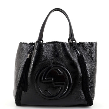 Gucci Soho Shoulder Bag Patent and Shearling Medium