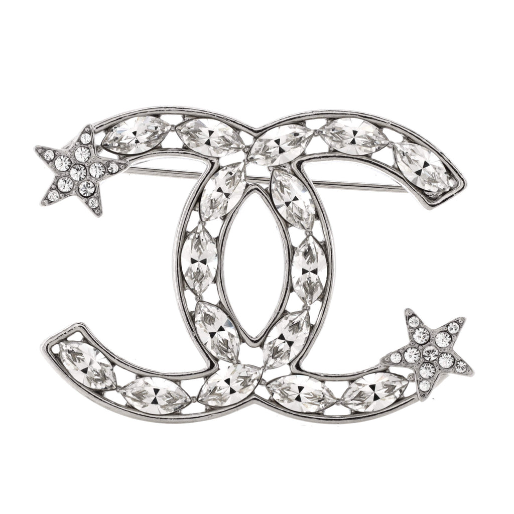 Chanel CC Star Brooch Crystal and Metal Silver 18865620