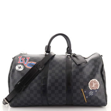 Louis Vuitton Keepall Bandouliere Bag Limited Edition Damier Graphite LV League 45