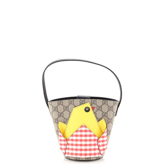 Gucci Children's Bucket Bag GG Coated Canvas with Applique Small