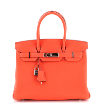 Hermes Birkin Handbag Orange Togo with Palladium Hardware 30
