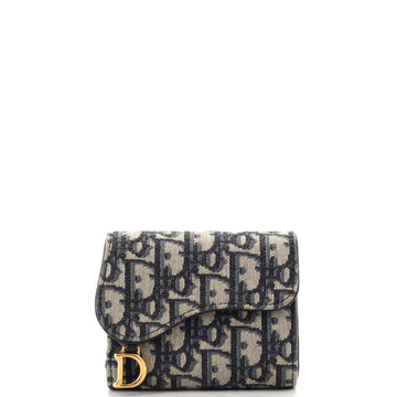 Christian Dior Saddle Flap Wallet Oblique Canvas Mini
