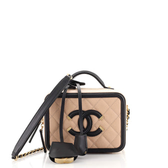 Chanel Filigree Vanity Case Quilted Caviar Small
