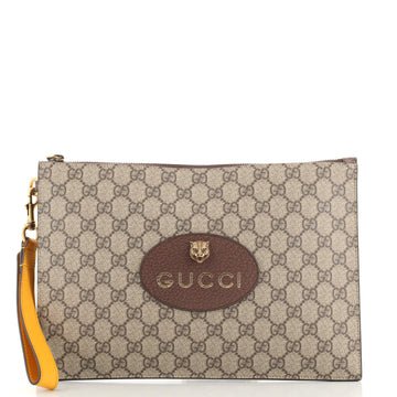 Gucci Neo Vintage Wristlet Pouch GG Coated Canvas