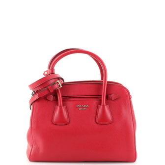 Prada Cuir Frame Double Zip Tote Saffiano Leather Small