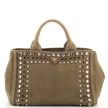 Prada Canapa Tote Rhinestone Embellished Canvas Mini