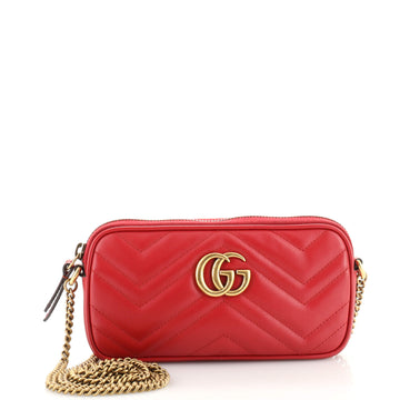 Gucci GG Marmont Chain Crossbody Bag Matelasse Leather Mini