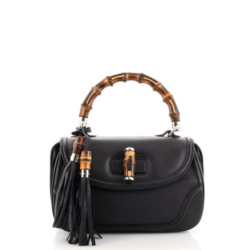 Gucci New Convertible Bamboo Top Handle Bag Leather Medium