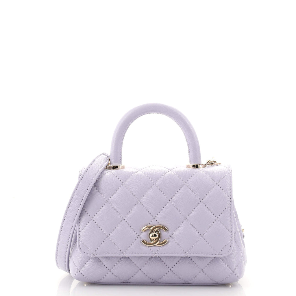 Chanel Coco Top Handle Bag Quilted Caviar Extra Mini Purple 1887961