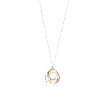 Tiffany & Co. 1837 Interlocking Circles Pendant Necklace Sterling Silver and 18K Yellow Gold Small