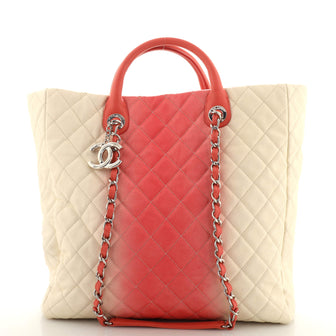 Chanel CC Charm Shopping Tote Quilted Ombre Caviar Medium