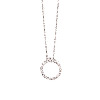 Roberto Coin Tiny Treasures Circle Pendant Necklace 18K White Gold with Diamonds