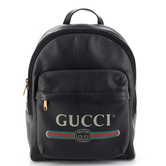Gucci Logo Front Pocket Backpack Printed Leather