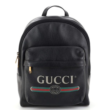 Gucci Logo Front Pocket Backpack Printed Leather