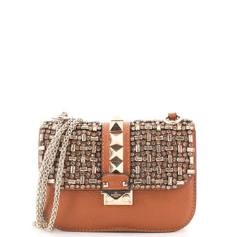 Valentino Garavani Glam Lock Shoulder Bag Embellished Leather Small