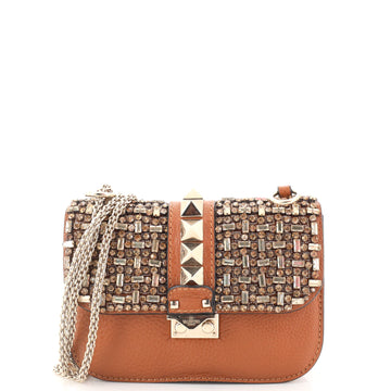 Valentino Garavani Glam Lock Shoulder Bag Embellished Leather Small