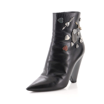 Saint Laurent Women's Niki Ankle Boots Embellished Leather