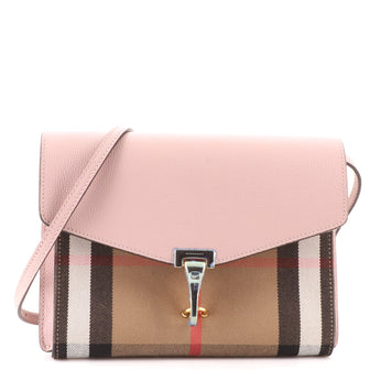 Burberry Macken Crossbody Bag Leather and House Check Canvas Small