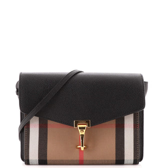 Burberry Macken Crossbody Bag Leather and House Check Canvas Small