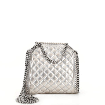 Stella McCartney Falabella Fold Over Crossbody Bag Quilted Faux Patent Tiny
