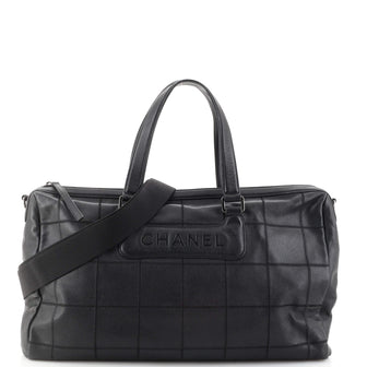 Chanel Square Stitch Duffle Bag Quilted Caviar Large