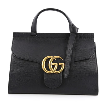 Gucci Marmont Top Handle Bag Leather Small Black 1888702