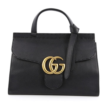 Gucci Marmont Top Handle Bag Leather Small Black 1888702